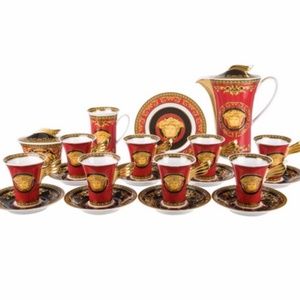 Versace & Rosenthal 20 Piece Red Medusa Coffee Set
